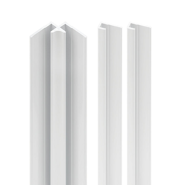 Lot de 2 profilés de finition + 1 profilé d'angle intérieur pour panneaux muraux Schulte DécoDesign, blanc