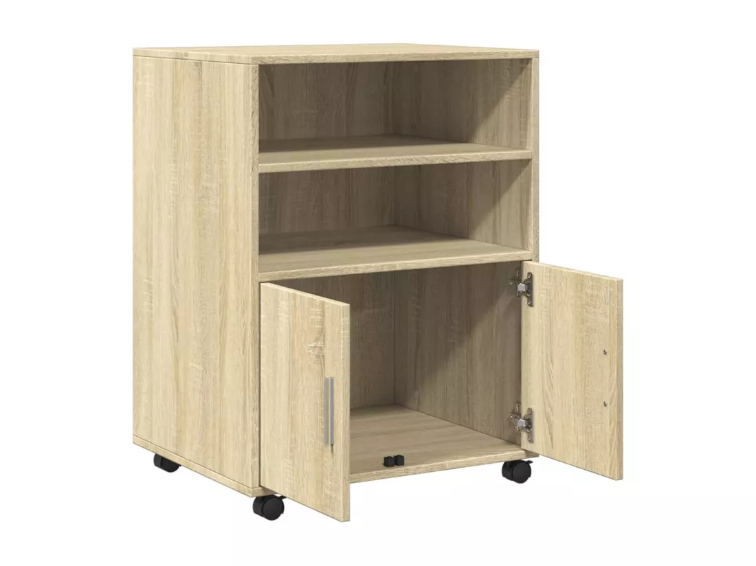 Armoire à roulettes chêne sonoma 60x48x81 cm bois d'ingénierie