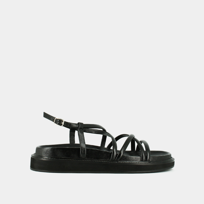 Sandales à brides  en cuir noir