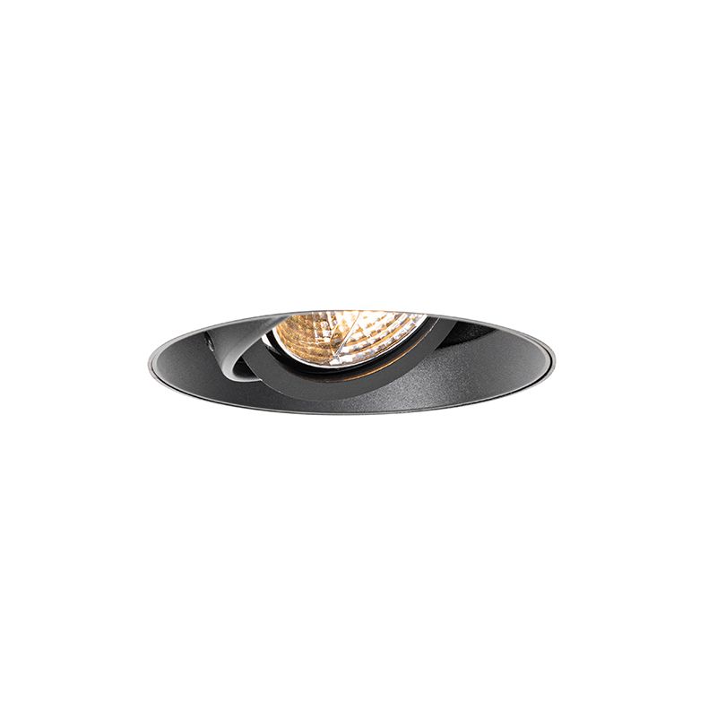 Set van 6 Moderne inbouwspot zwart GU10 AR70 rond trimless - Oneon