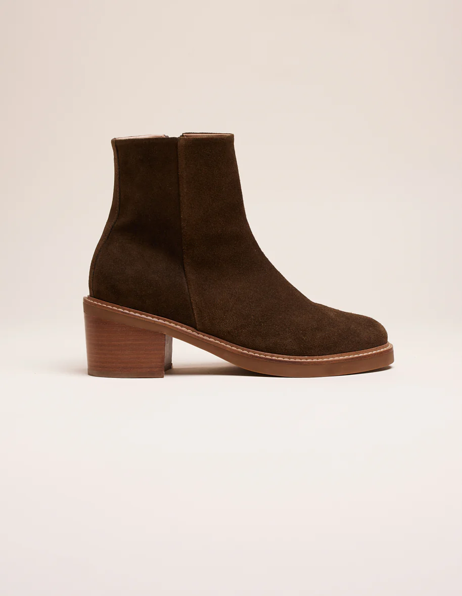 Bottines à talons Véronique - Suède kaki