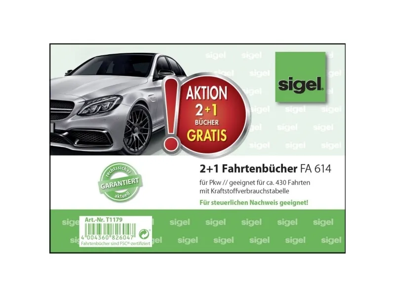 Sigel T1179 DIN A6 tværformat Kørselsbog Antal blade: 40 3 stk