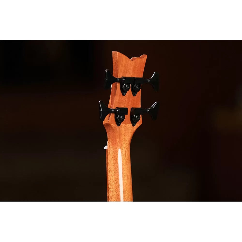 Ortega CAIMAN-BS-GB Lizard Series Short Scale Uke Bass Natural elektrisch-akoestische bas ukelele met gigbag
