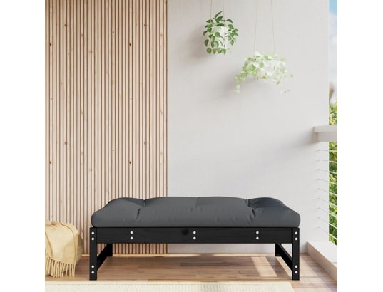VIDAXL - Pouf Repose-pied de jardin 120x80 cm noir bois de pin massif
