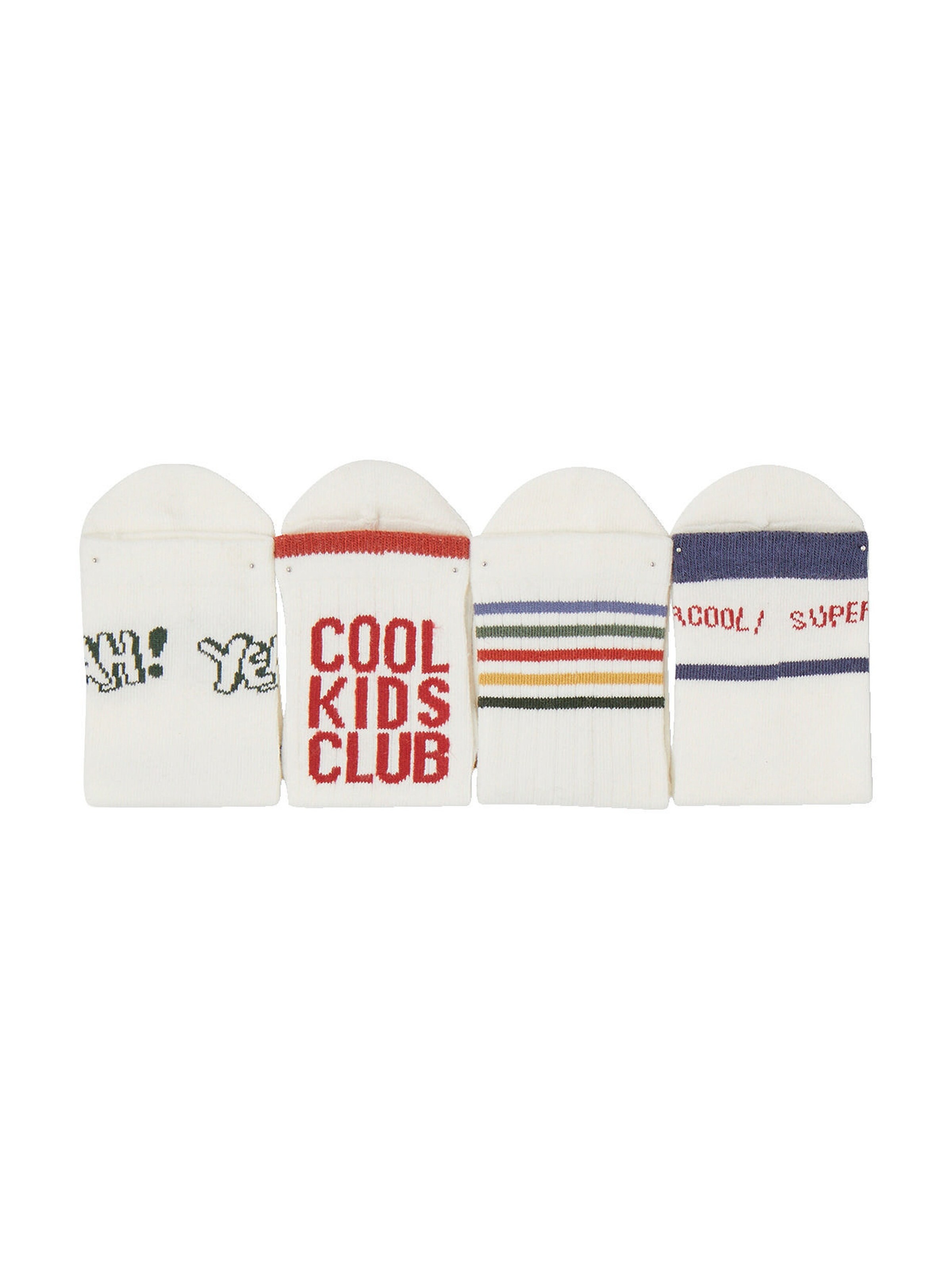 Vertbaudet 4er-Pack Jungen Sportsocken mit Streifen und Motiv wollweiß