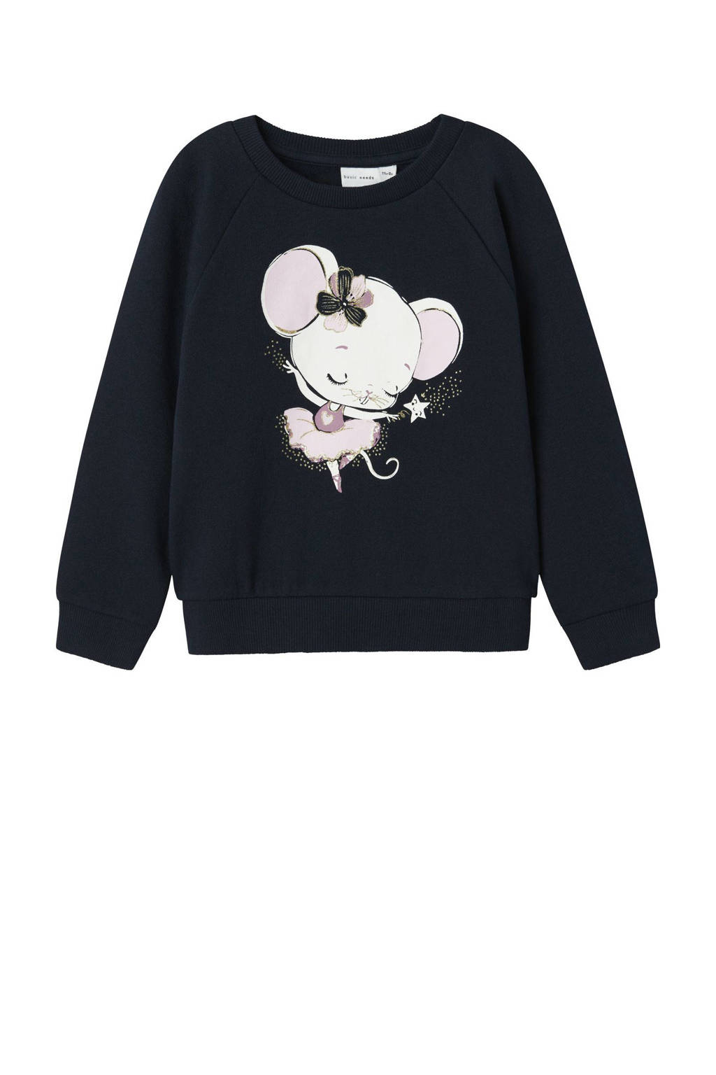 NAME IT sweater NMFVENUS met printopdruk donkerblauw