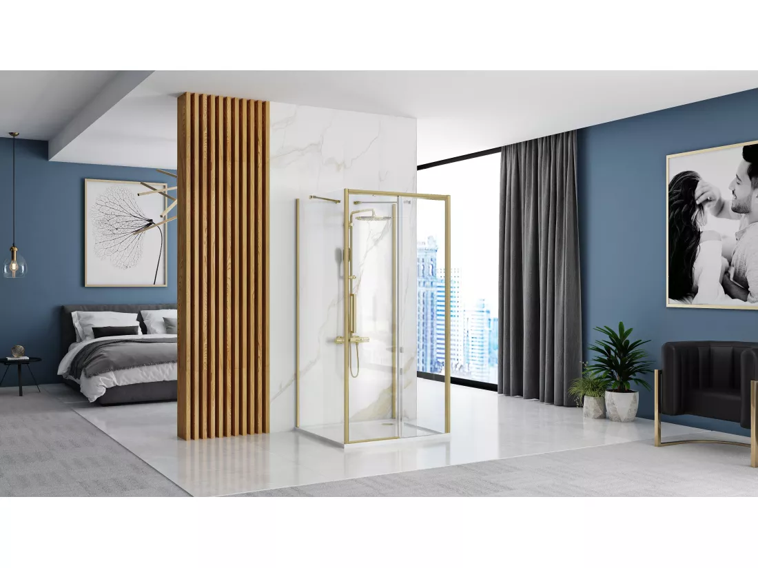 Cabine De Douche Murale Rea Rapid Slide 120X80 Brush Gold