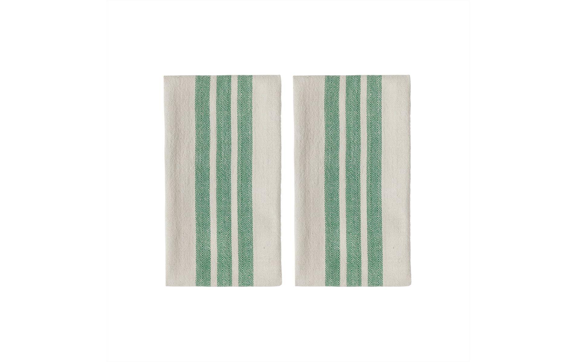 Geschirrtuch-Set Linu 2 Stück, Beige/GrünKüchentücher