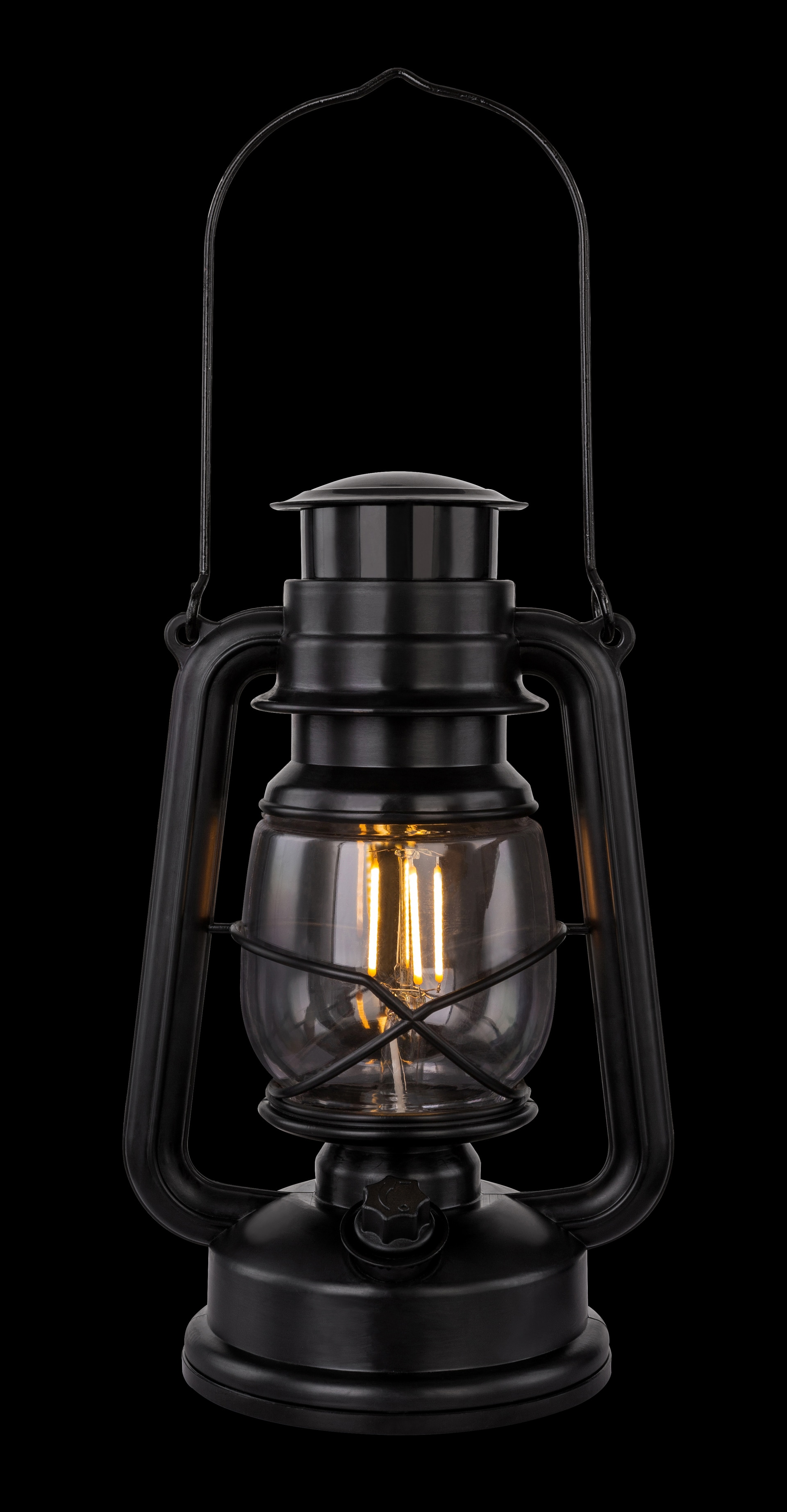 GLOBO LED Dekoleuchte Laterne Certaldo Schwarz 15,5x11,5cm H35,5cm