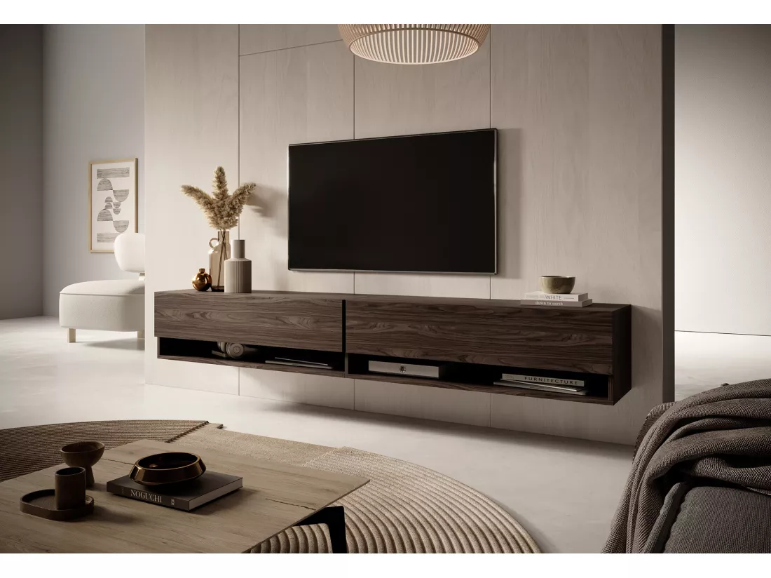 Meuble TV 200 cm - Noyer - MIRRGO