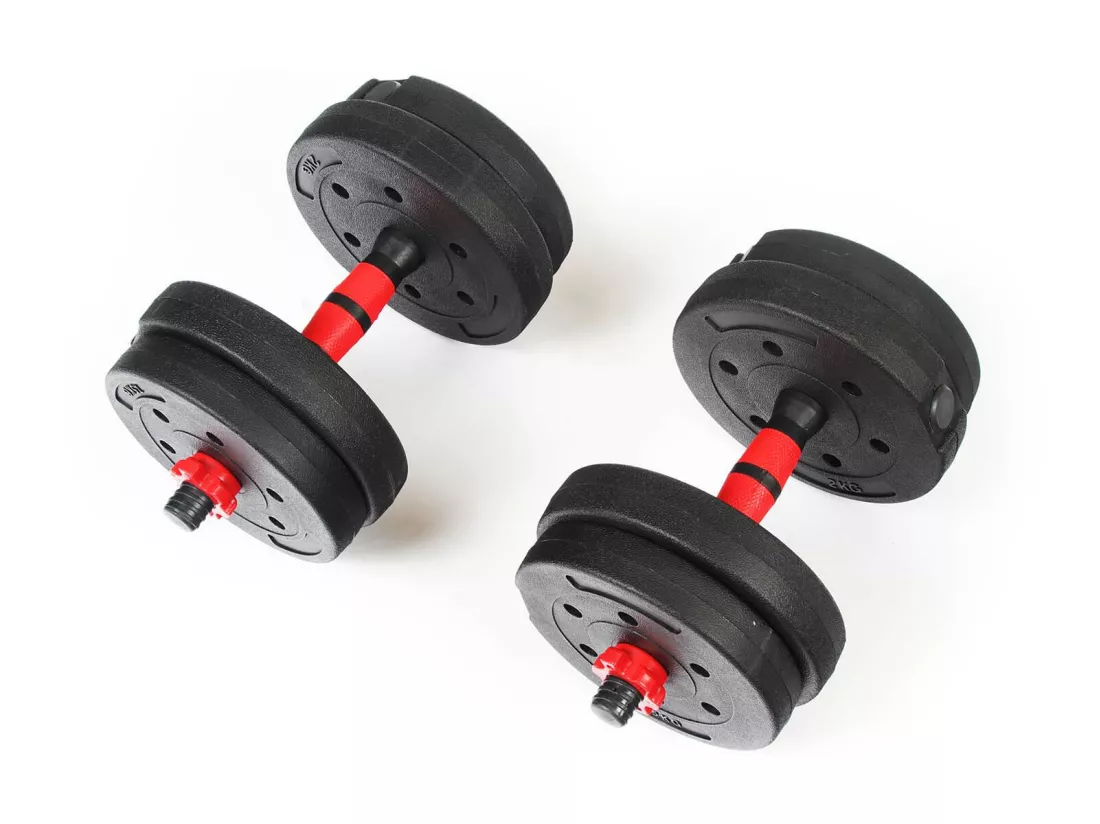 Paire de 2 Haltères Réglables 15 kg 2 en 1 Keboo Serie 300 4 Disques 2 kg et 4 Disques 1,5 kg