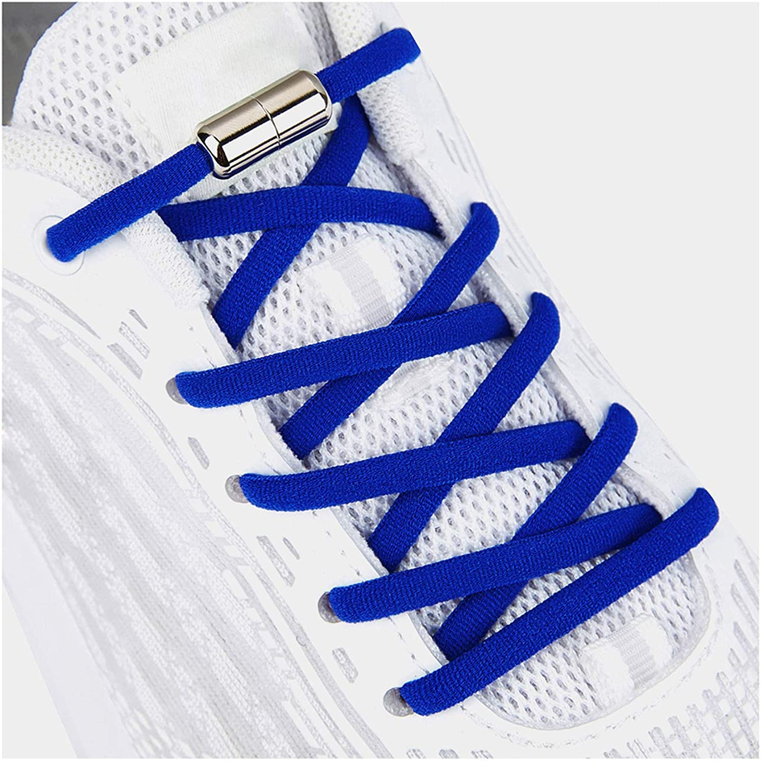 (1 Paar) 110cm Elastische Schnürsenkel ohne Binden Halbkreis Schuhbändel   Verschluss - Blau