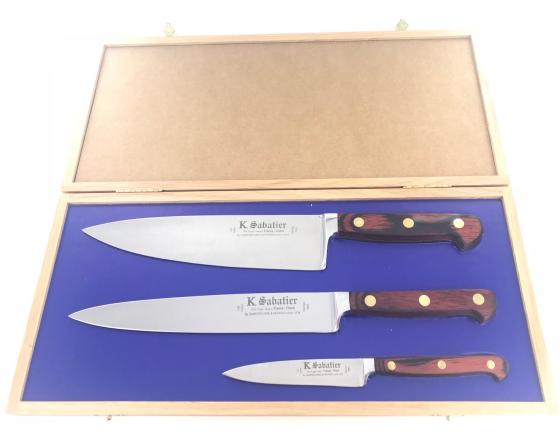 Auvergne - Coffret Chêne - Cuisine 21 cm - Tranchelard 21 cm - Office 10 cm Couteaux de cuisine professionnel