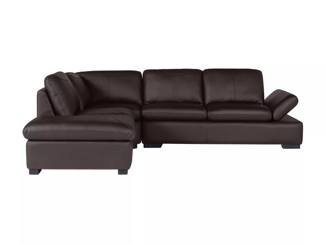 Canapé d'angle en cuir ONYX II - Marron - Angle gauche