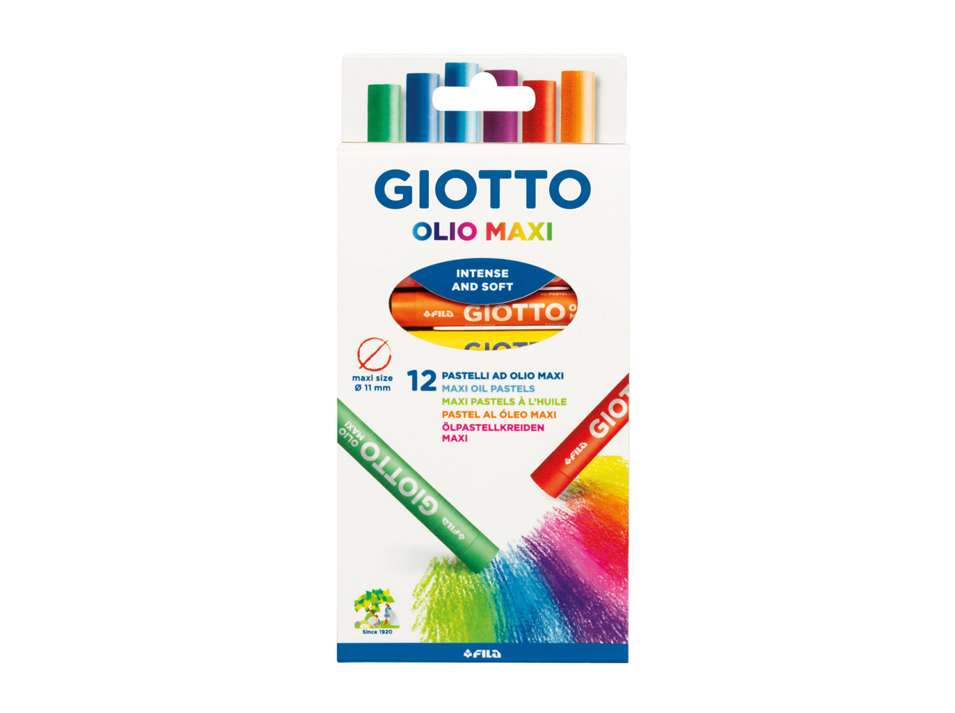 LÁPIS DE COR E CERA GIOTTO GIOTTO PASTEL ÓLEO CAIXA 12 UNIDADES