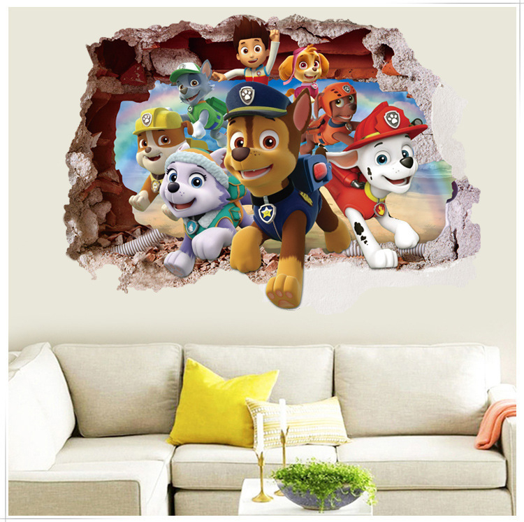 (70x50cm) Wandtattoo Kinderzimmer Aufkleber Home Deko Wandsticker - Heldenhafte Hunde