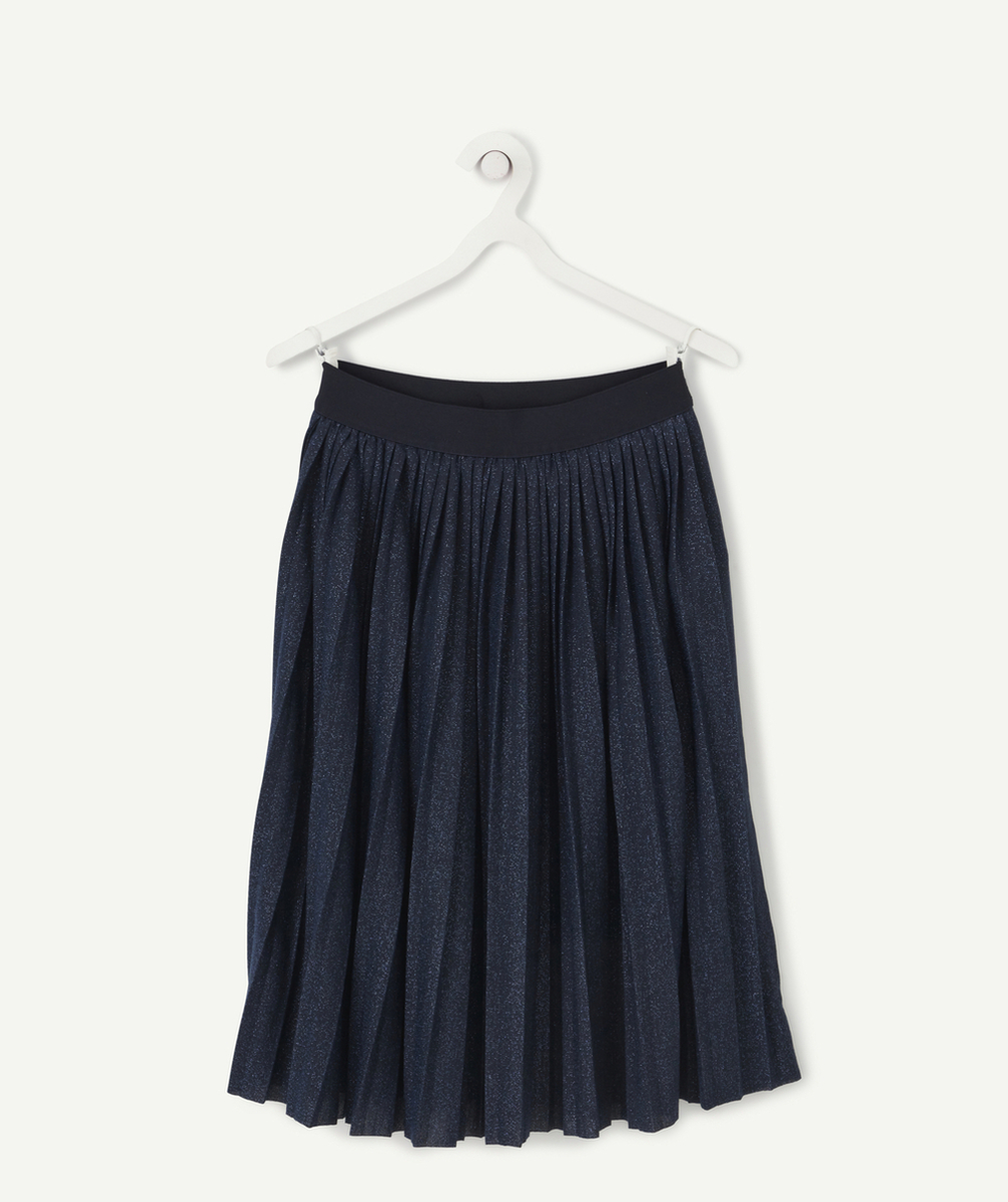 JUPE LONGUE À PLIS BLEU MARINE PAILLETÉE FILLE