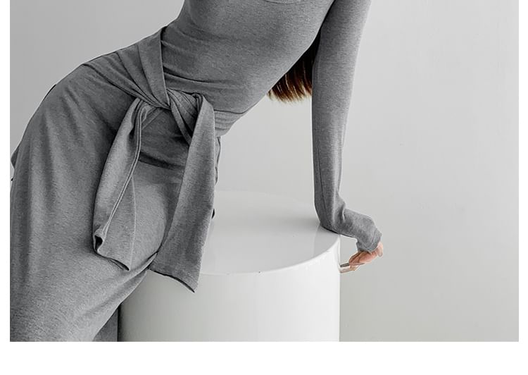 Shira - Maxi T-shirtjurk met strikceintuur en vierkante hals in 5 kleuren