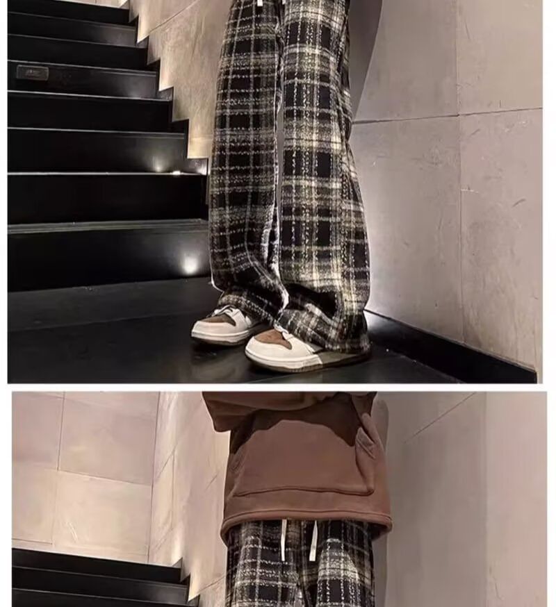 Kenning - Geruite losse broek met trekkoordtaille