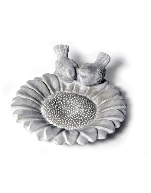 Mega Collections Vogelbad Deco Sunflower - Decoratie - 24.5x22x7.5 cm Grijs
