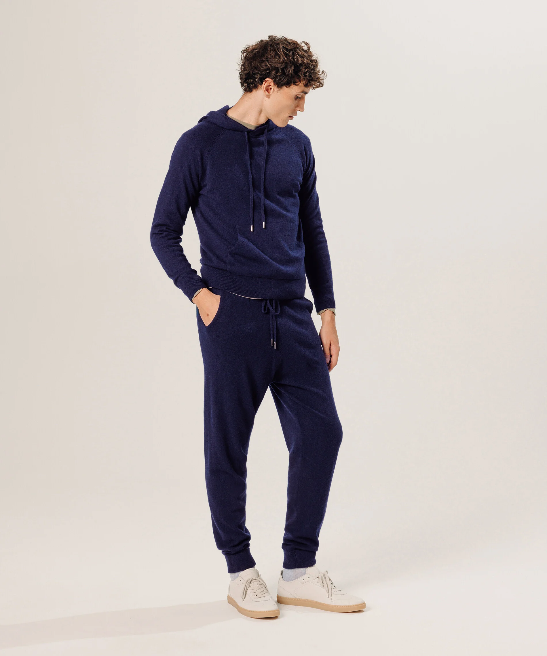 Pull à capuche en cachemire | Bleu
