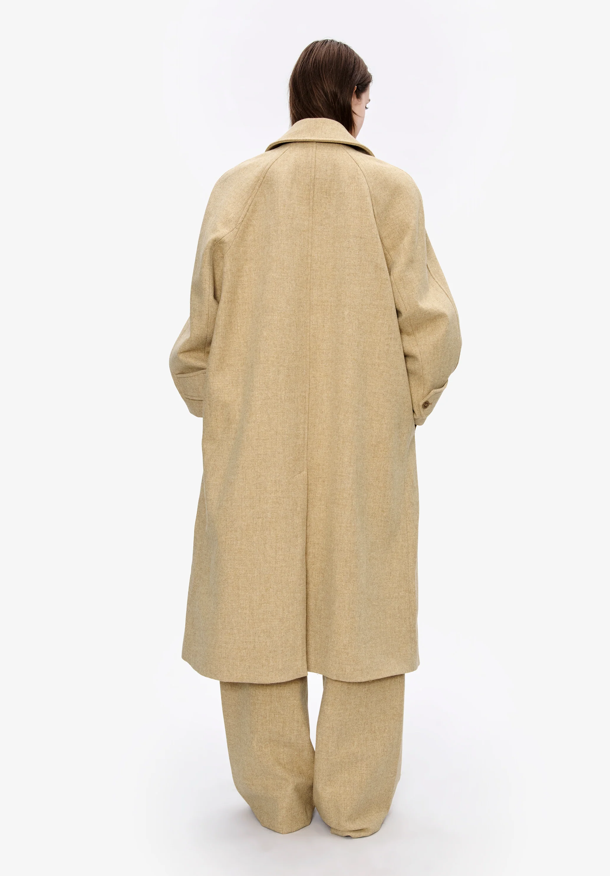 Manteau uni manches raglan - Beige chine