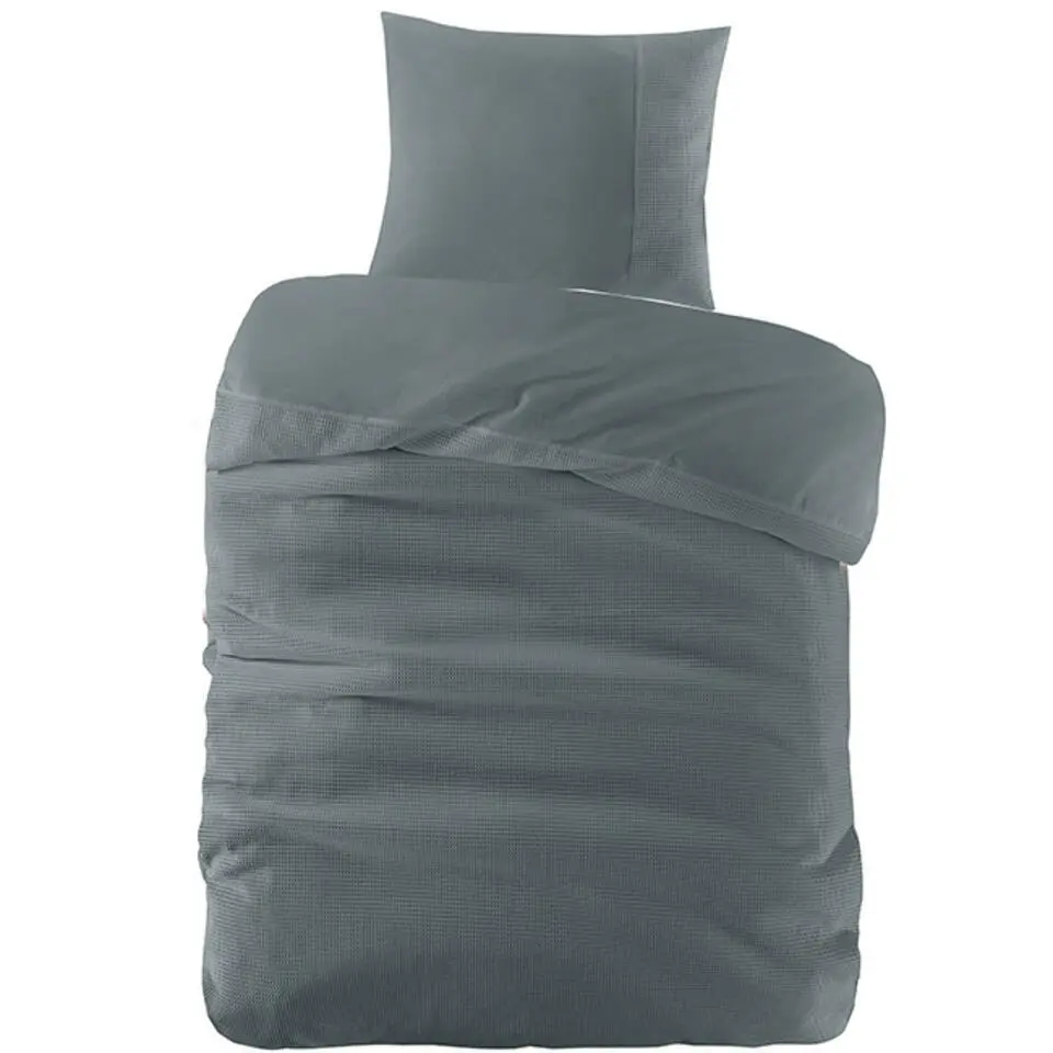Zavelo DeLuxe Waffle Dekbedovertrek Donkergroen-1-persoons (140 x 200/220 cm)