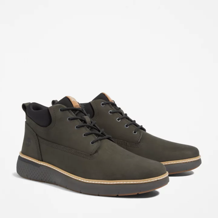 Bota Chukka de couro Cross Mark para homem na cor verde-escura