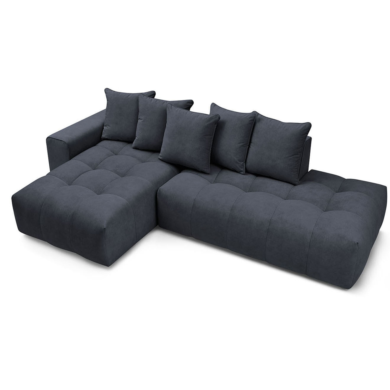 Bobochic Canapé d'angle fixe mont-blanc velours angle gauche bleu foncé foncé foncé - 313x176x97 cm