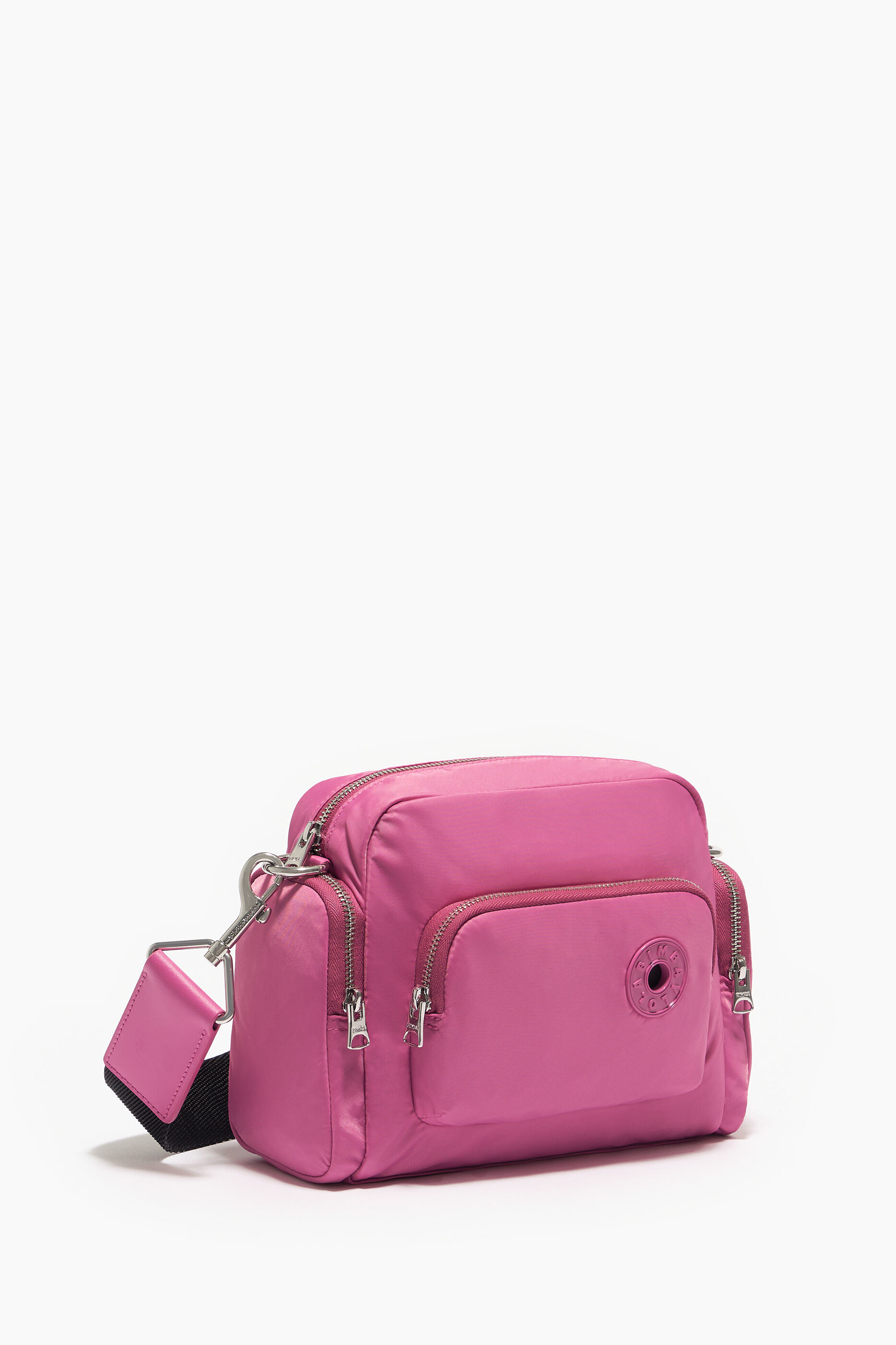 Bolsa de ombro M em nylon rosa
