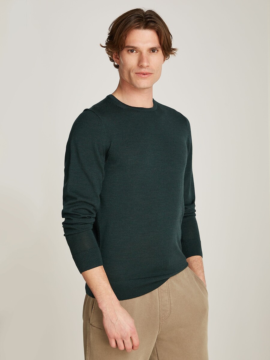 CALVIN KLEIN<br>Suéter de lã com gola redonda
