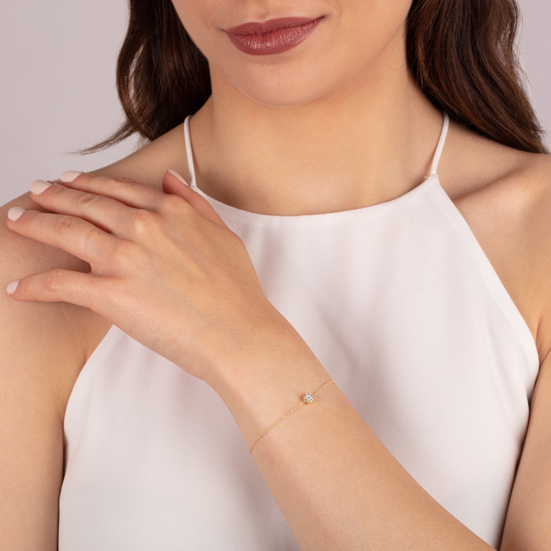 Armband 750/18 K Gelbgold mit Diamanten 0.11 ct H/si