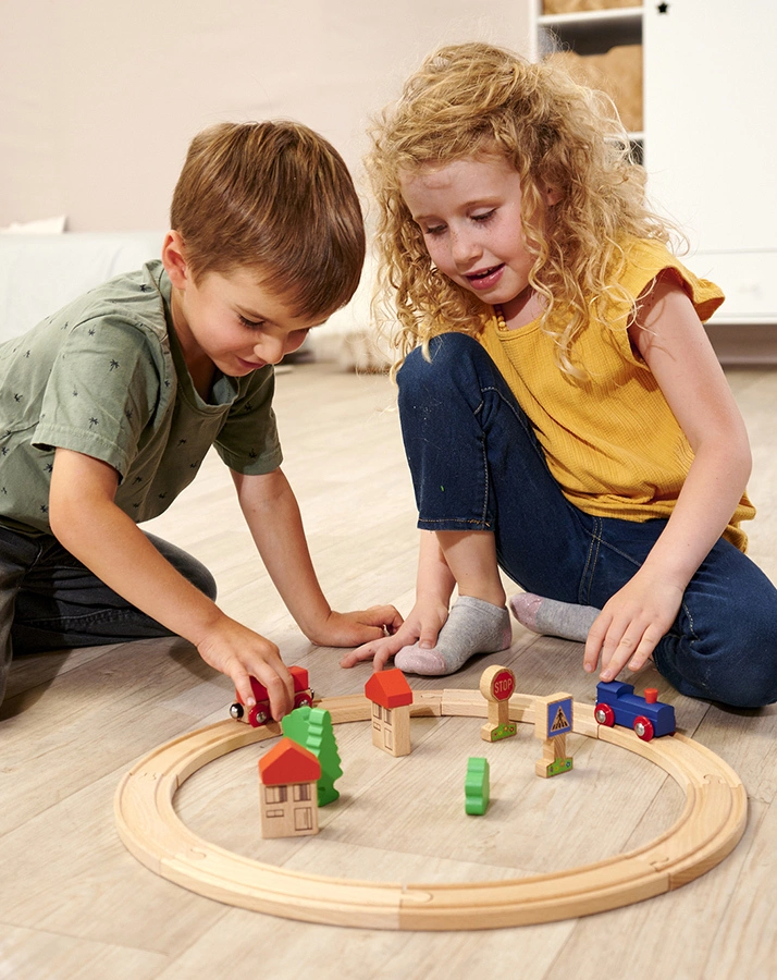 Holz-Eisenbahn-Set KREIS 20-teilig