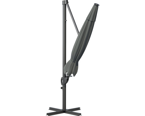Soluna zweefparasol, model Beaujeu, Ø 300 cm, H 248 cm, rond, donkergrijs
