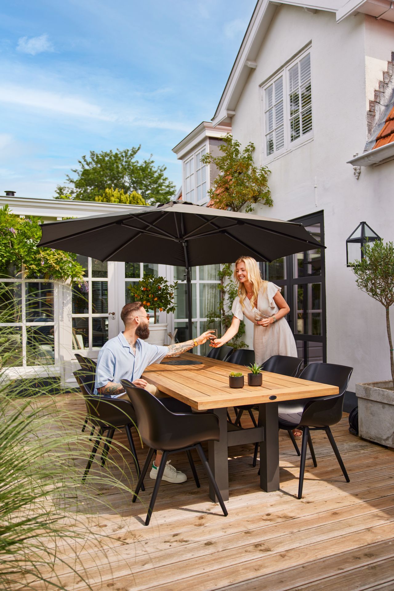 Zweefparasol r300cm Antraciet 14.121.178 Shadowflex ⌀300  x H245 cm