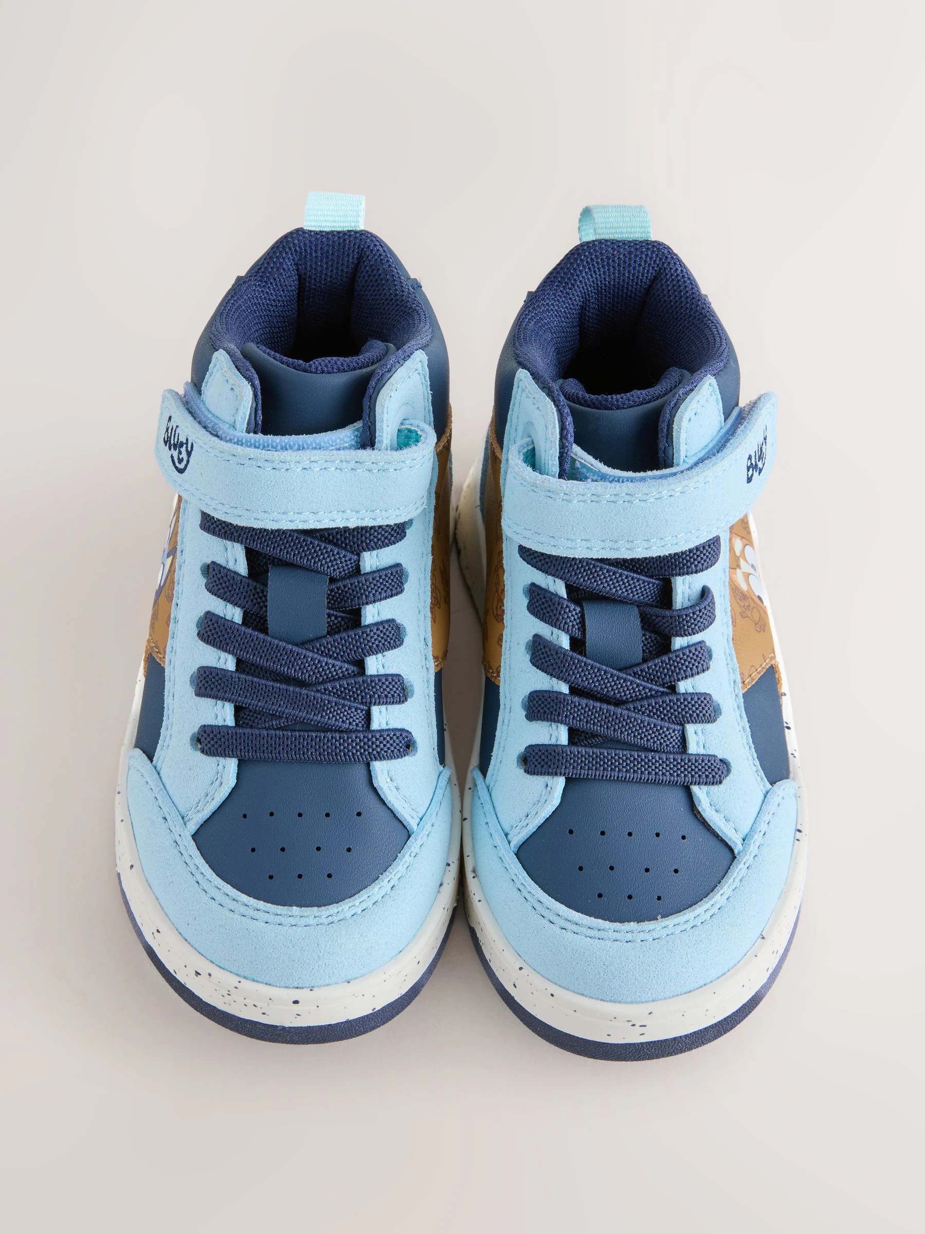 Marineblauwe Bluey - Hoge sneakers met klittenbandsluiting en elastische veters