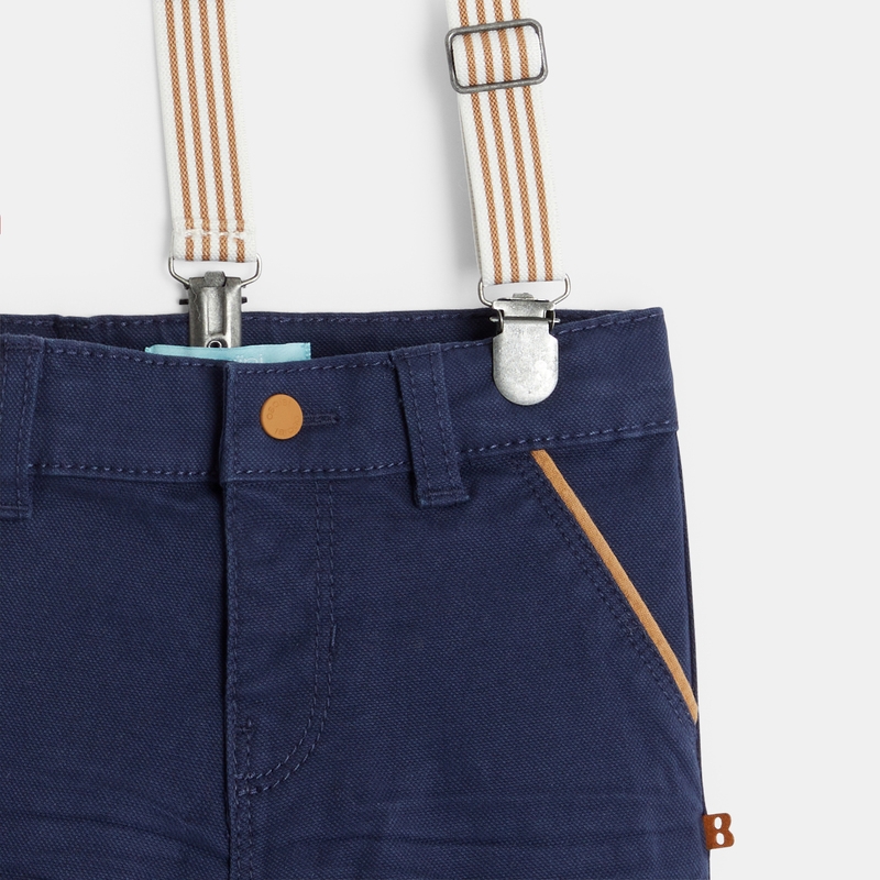 Pantalon à bretelles amovibles bleu bébé garçon