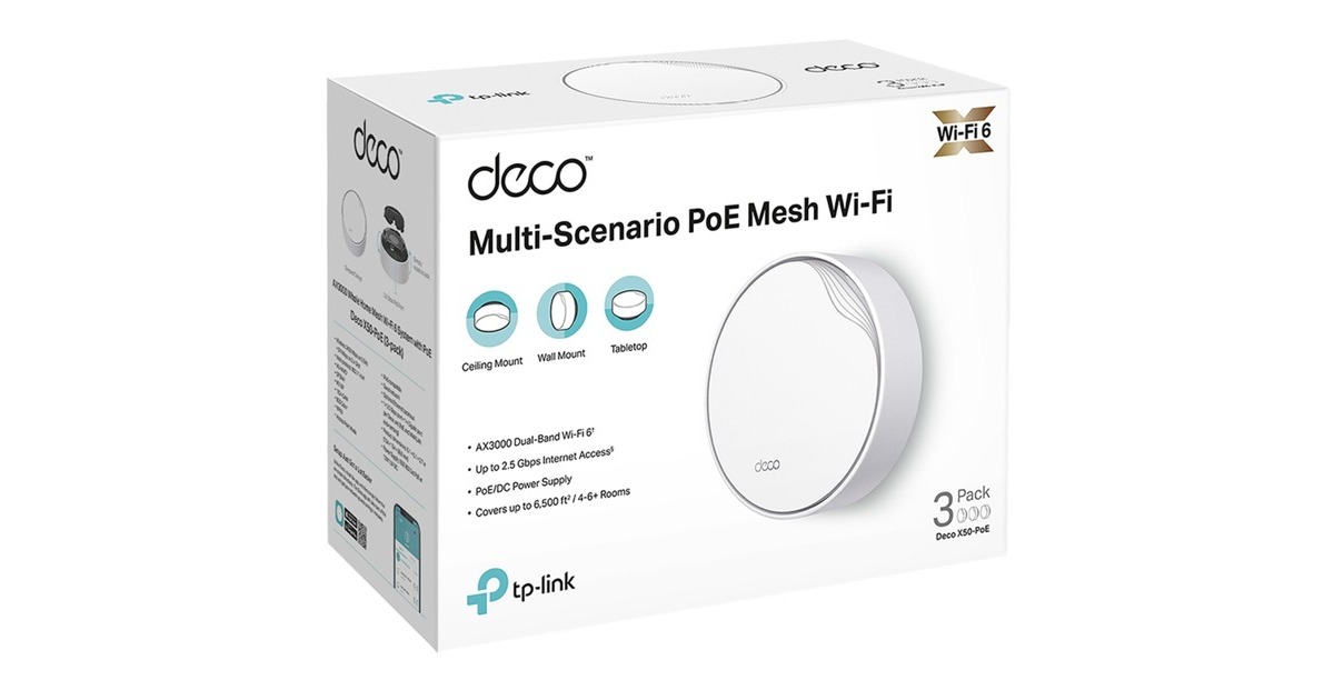 TP-LinkDeco X50-POE (3-Pack) mesh router  (Wit, 3 stuks)