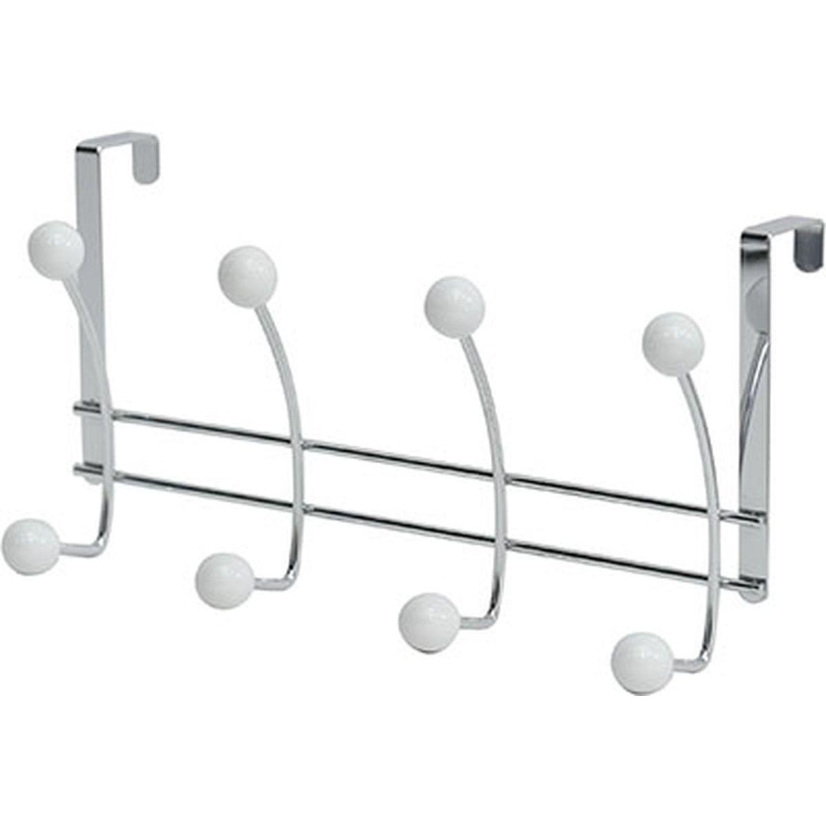 PATERE METAL 8 CROCHETS  CHROME BLANC
