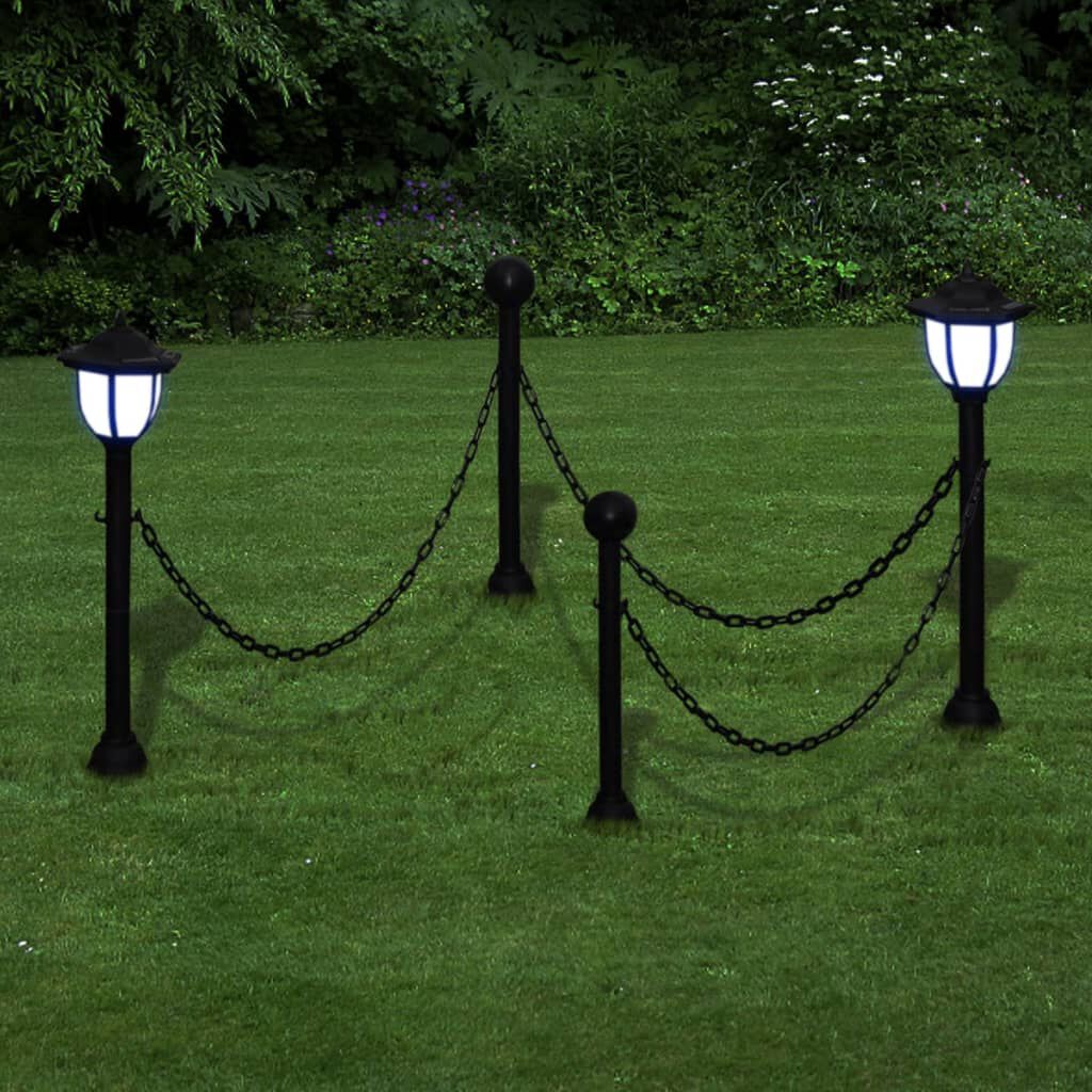 Solar LED-lampen op paal, verbonden door een ketting, 2 stuks.