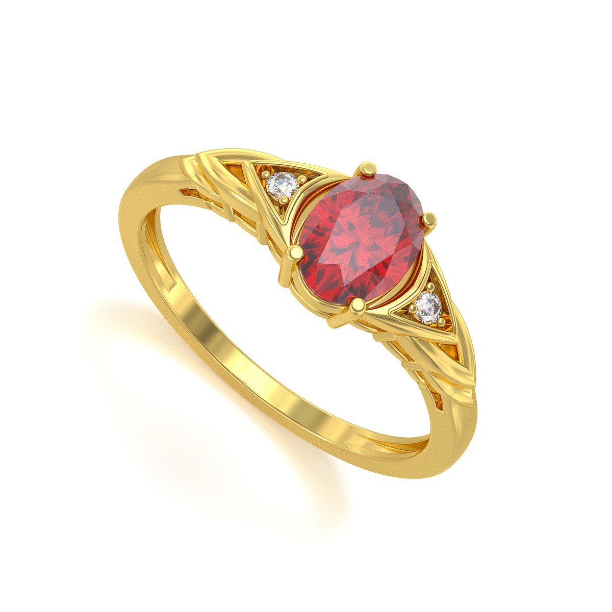 Bague ADEN Or 585 Jaune Rubis et diamants 2grs