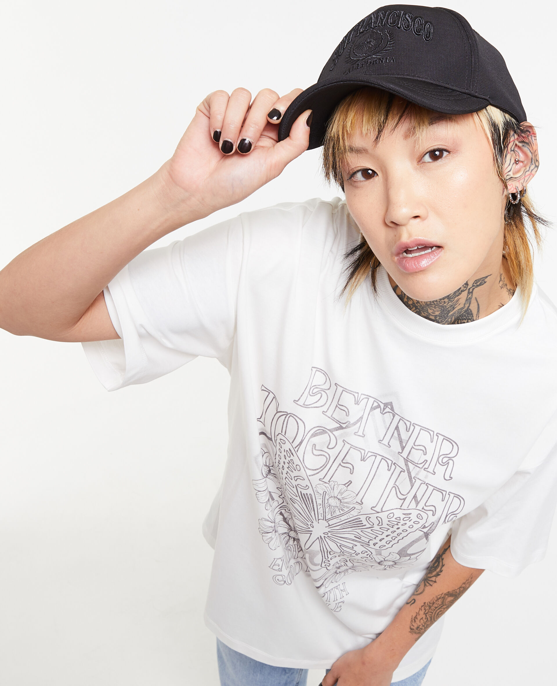T-shirt oversize avec print - Blanc
