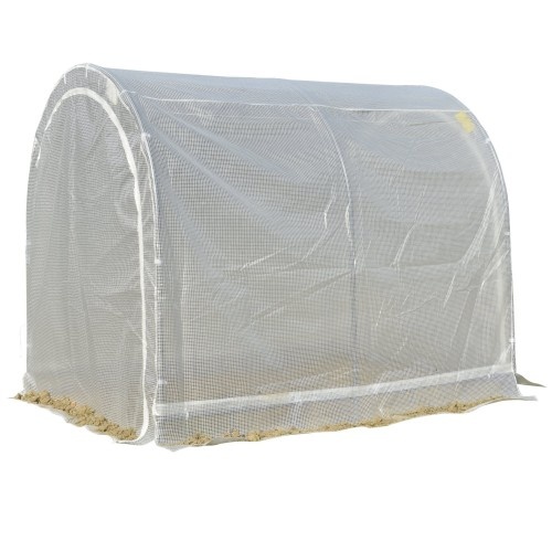 Estufa tipo túnel para cultivo de plantas, branca