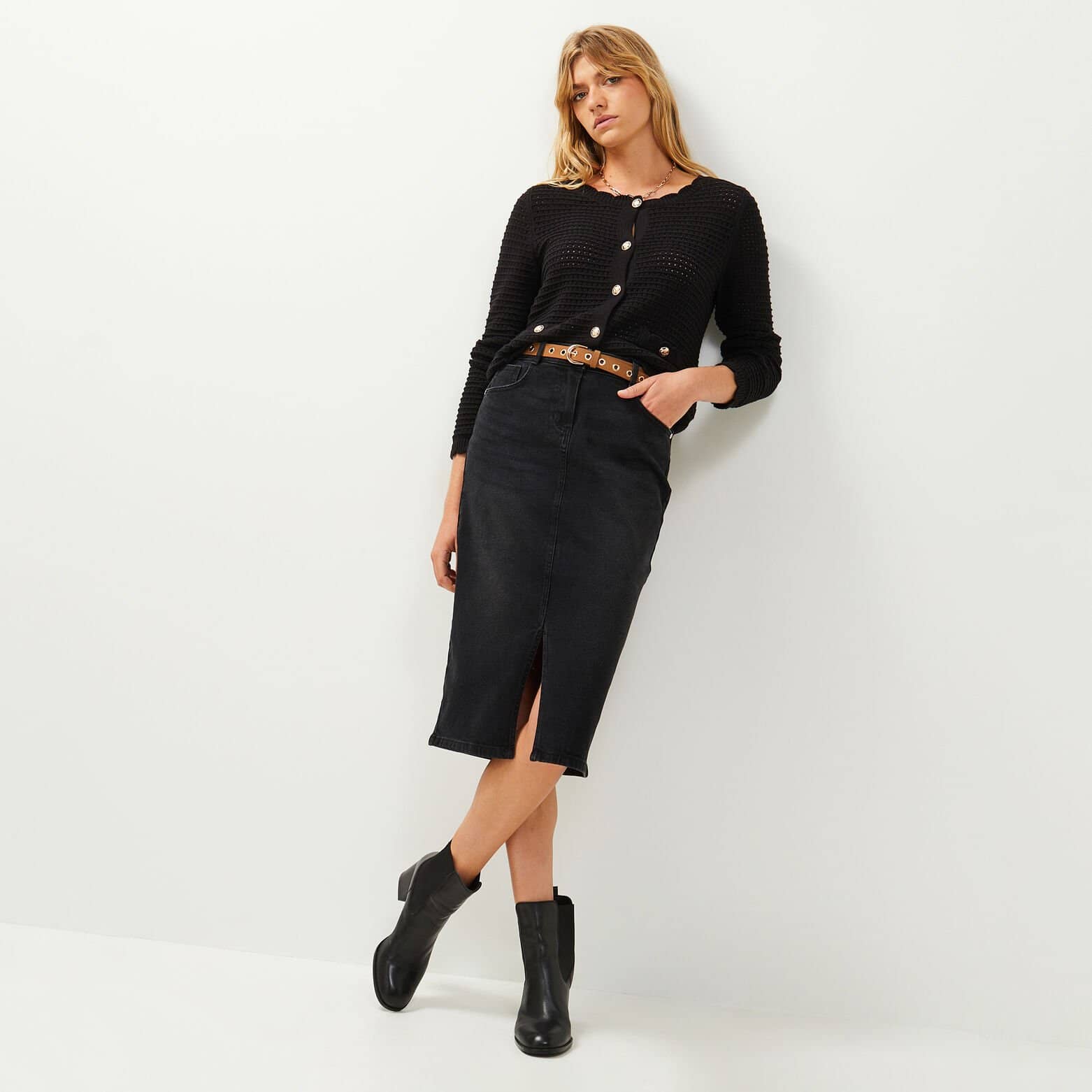 Gilet court ajouré femme