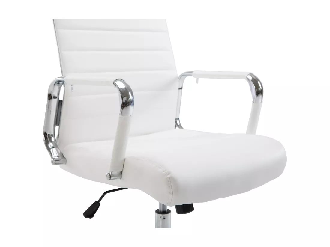 Chaise de bureau - Similicuir & Noyer - Blanc - Kolumbus