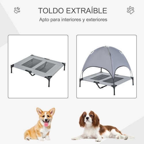 Cama elevada para cães PawHut com dossel