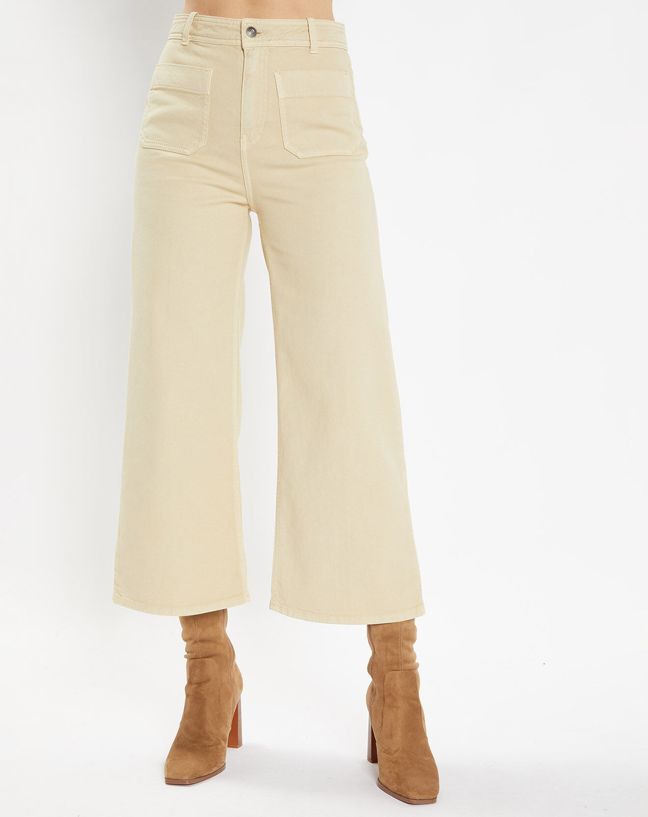 Galeries Lafayette Jean style jupe culotte en Coton Regan Dumbo écru