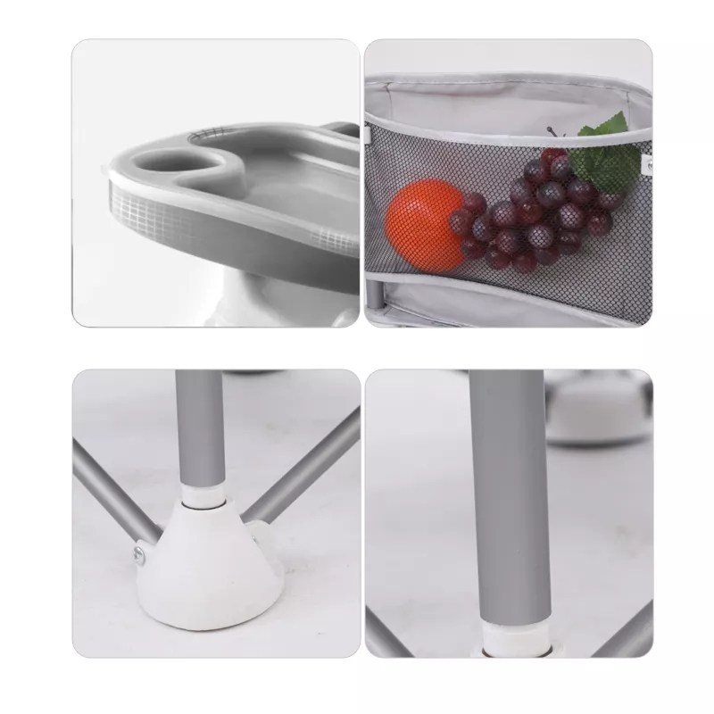 Faltbarer Baby Stuhl Reise Kinder Sitz mit Sicherheitsgurt   Tisch - Grau / Weiss