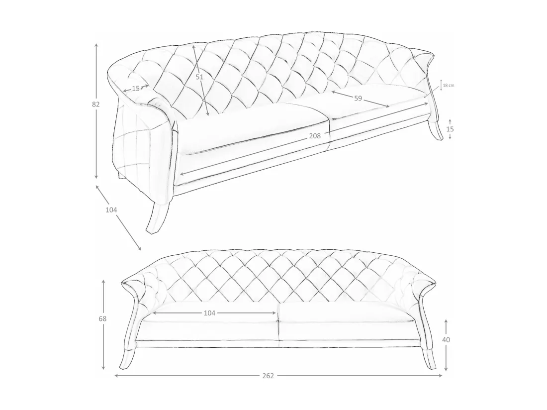 Canapé Chester 3 places cuir gris 6188 ANGEL CERDA