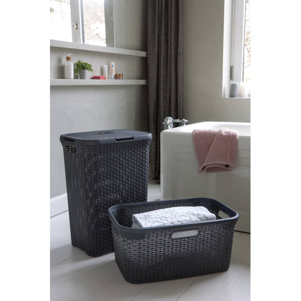 Curver Style Wasmand met Deksel - 60L - Antraciet